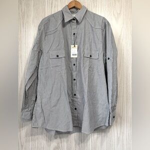 Matchstick Mens Long Sleeve Slim Fit Button Up Stripe Size XXL